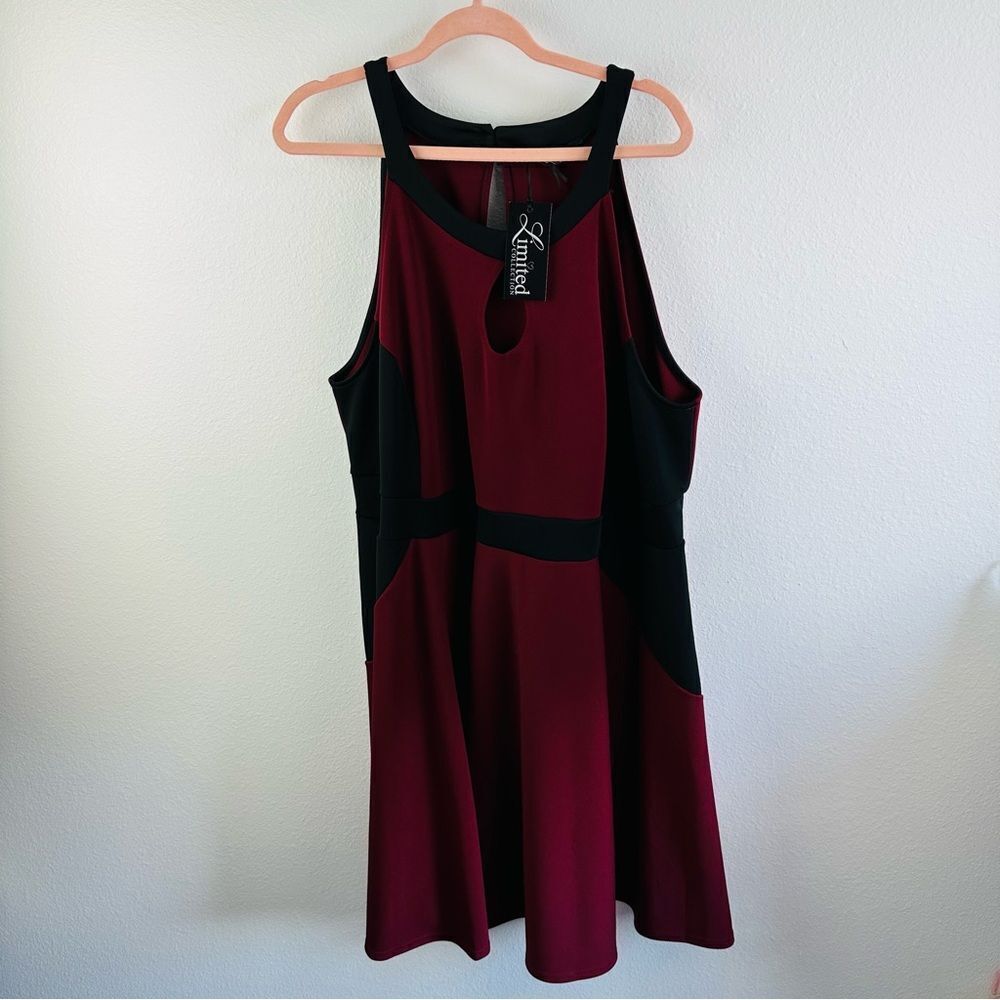 Limited Collection Burgundy Black High Neck Dress Size UK 30/32 US‎ 3X/4X NWT